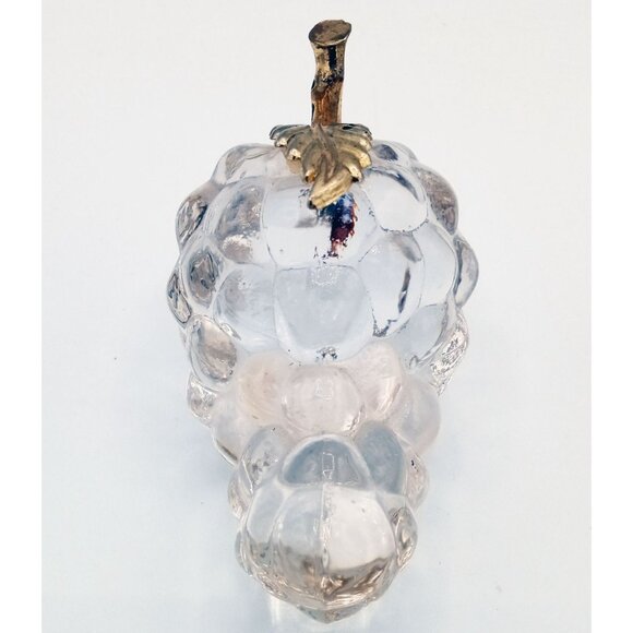 Paperweight Grapes Cluster Gold Leaf Clear Glass Vintage 4 Inch Kitchen Dining - Picture 4 of 14